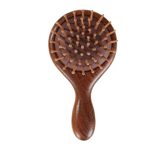 Sandalwood Anti Hair Loss Round Hair Brush with Ball-Tipped Bristles (Small Size)